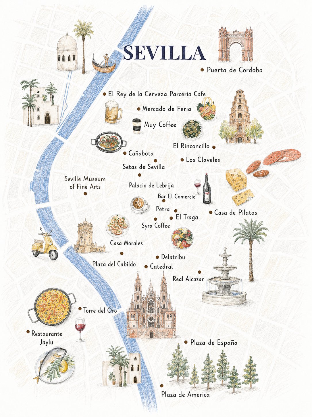 Mapa ilustrado de Sevilla